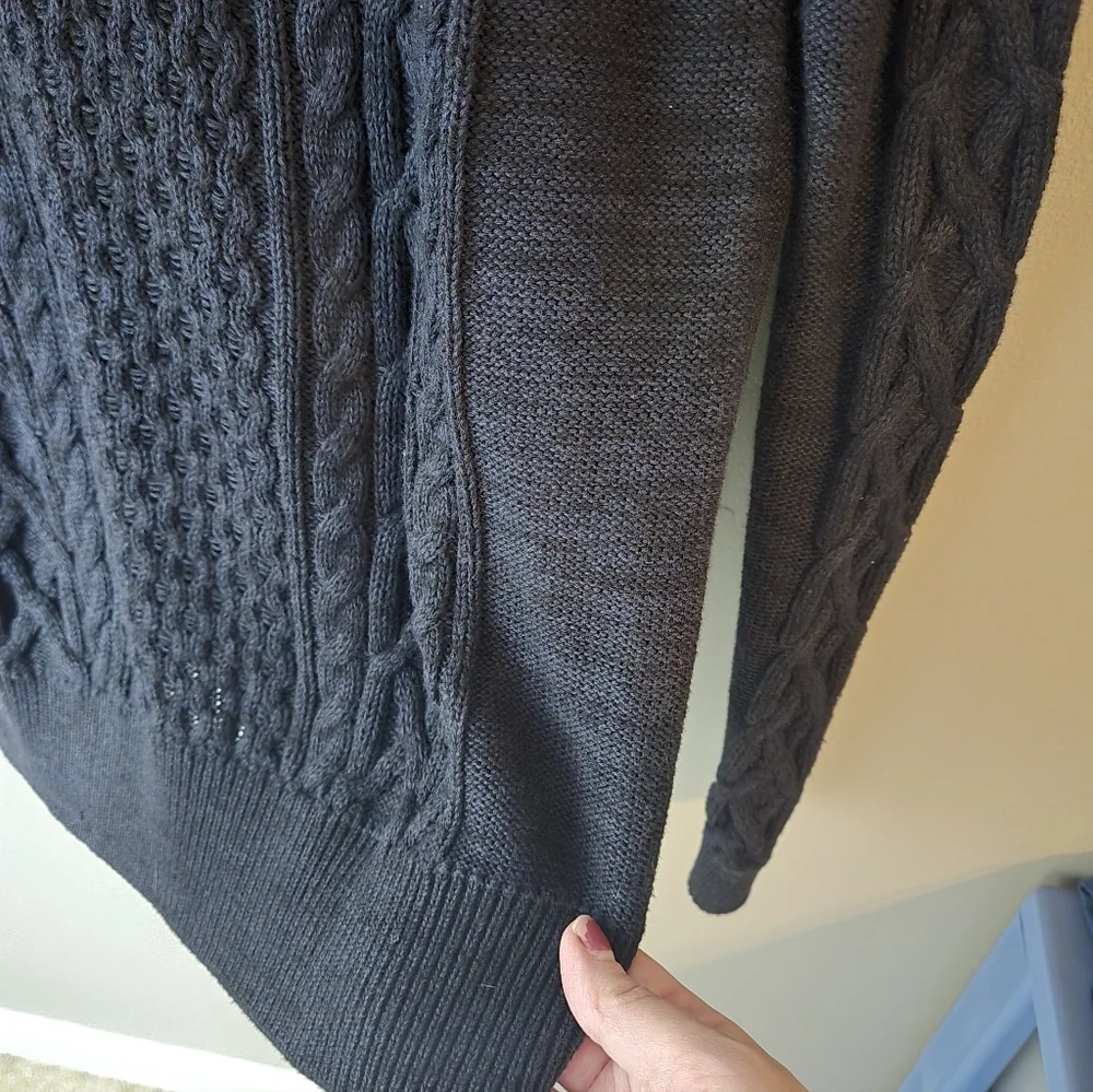 Primark Navy Cable Knit Crewneck Sweater, Fisherman, Medium, Long Sleeve